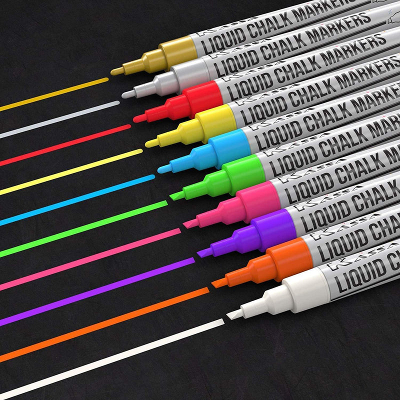 Fine Tip Neon Chalk Markers (10 Pack) - Kassa