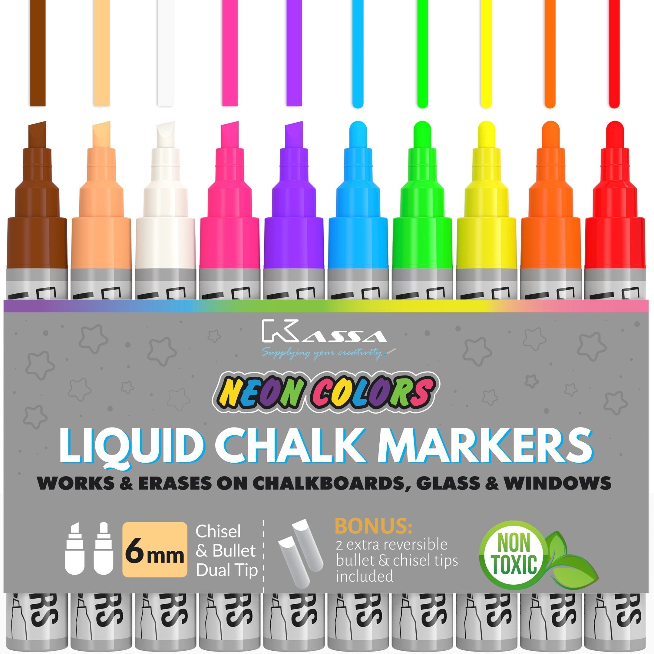 Set of 8 Liquid Chalk Markers Pen Erasable Chalkboard Neon Pen for  Sign/Window