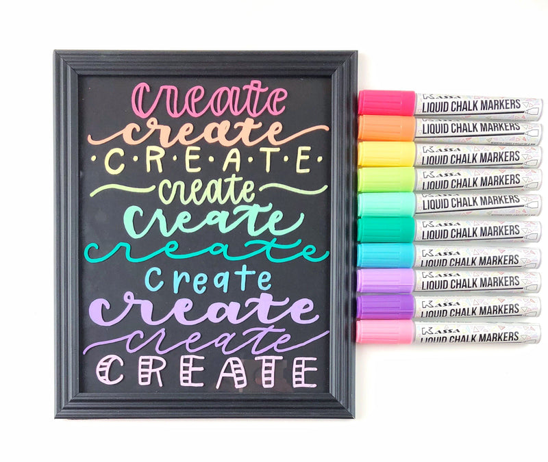 Kassa Liquid Chalk Markers for Blackboards Neon & Pastel Colors