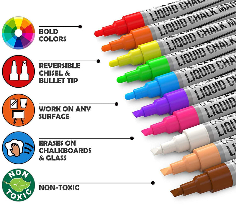 Liquid Chalk Markers 6mm Tip - Set of 12 - Life of Colour