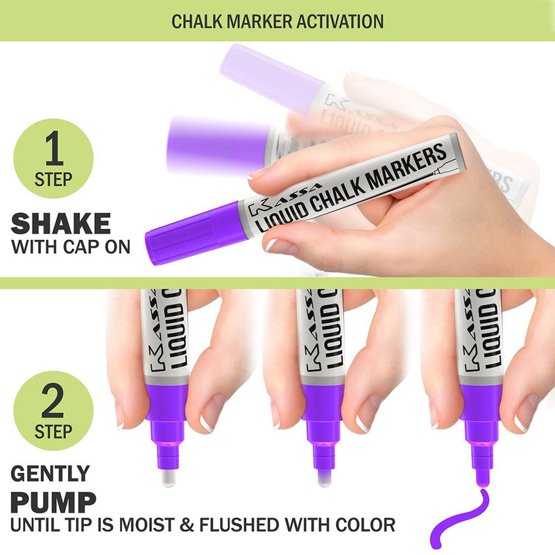 Kassa Liquid Chalk Markers Fine Tip (10 Pack 3mm) - Chalkboard Markers Erasable