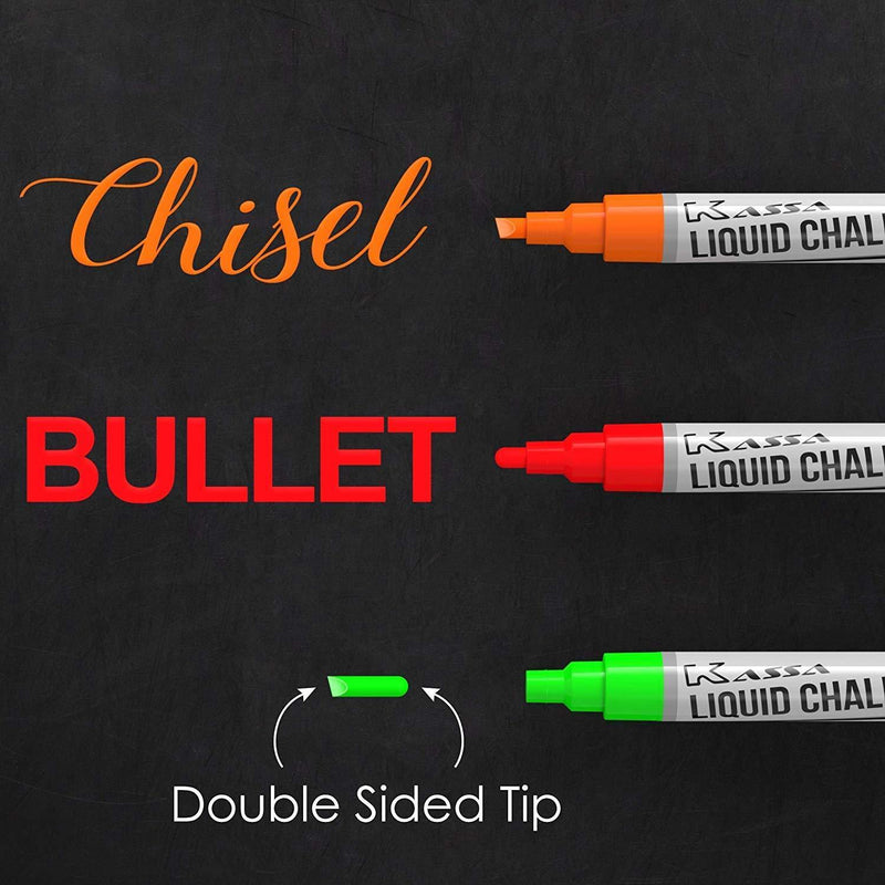 Metallic Chalk Markers (10 Pack) Liquid Chalk Pens - for Blackboards,  Chalkboard, Bistro Menu, Window - Wet Wipe Erasable - 6mm Reversible Bullet  & Chisel Tip title : : Home