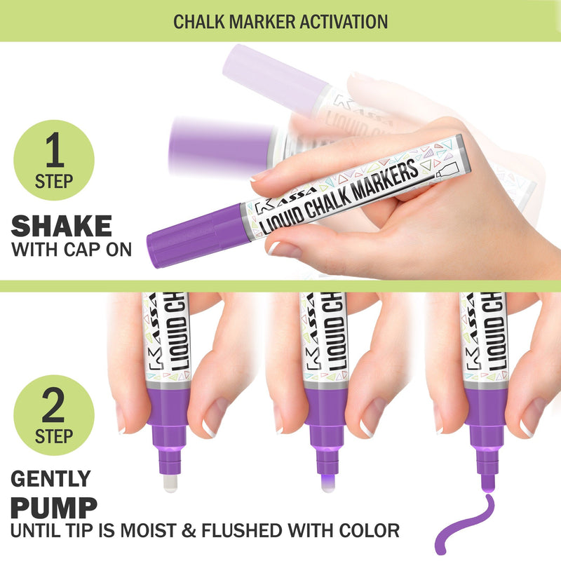 Pastel Chalk Markers - Pack of 12 - 6mm Tip Chalk Markers Kassa 